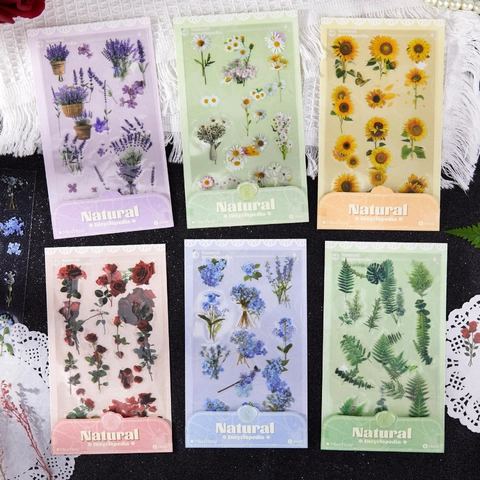 Vintage Botanical PET Stickers Floral Plant Decorative Decals For Scrapbooking Journaling DIY Arts Crafts Retro Aesthetic
