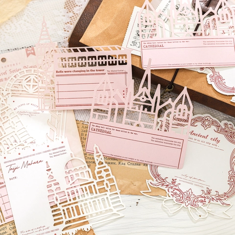 Biglietti per Appunti in Carta Speciale Serie Viaggio nel Mondo Vintage Taglio Laser Monumenti Decorativi Scrapbooking