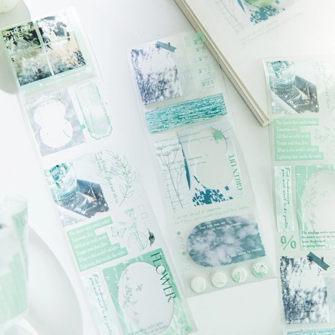 Ruban Adhésif Décoratif en PET Mat Vintage Série Hazy Twilight Fleur Café Collage Pour Journal DIY Scrapbooking Artisanat