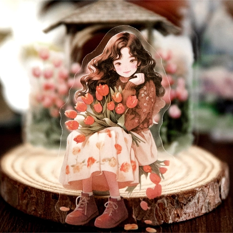 Pacchetto di Adesivi Decorativi in PET Retro Figura Paesaggio Illustrazione Impermeabile Trasparente Scrapbooking Per Diario