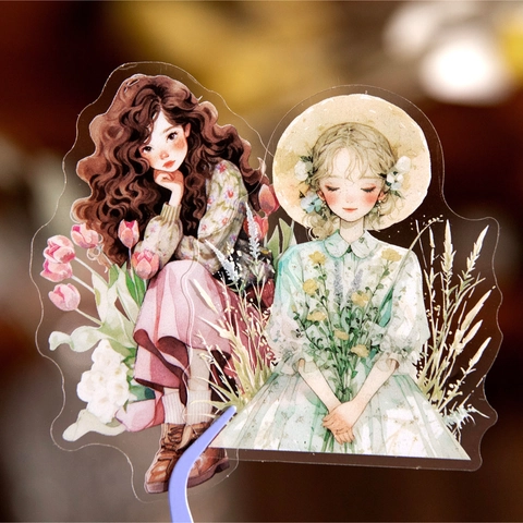 Pacchetto di Adesivi Decorativi in PET Retro Figura Paesaggio Illustrazione Impermeabile Trasparente Scrapbooking Per Diario