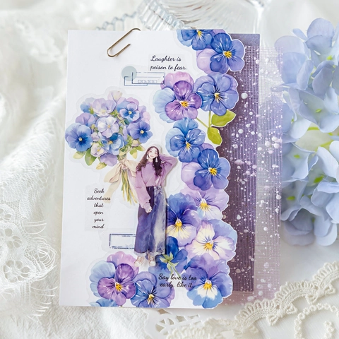 Adesivi Floreali Botanici in PET Impermeabili Vintage per Scrapbooking DIY Diario Arte Artigianato Estetica Natura Decalcomanie Decorative