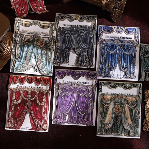 Baroque Curtain Retro Hollow Out Cardboard For Scrapbooking Vintage Theatre Drapery Style Decorative Card Journaling Material