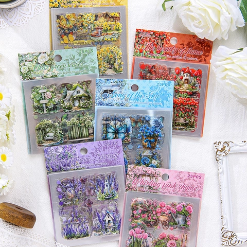 Adesivi in PET Floreali Vintage Impermeabili Serie Fragrant Flower DIY Scrapbooking Decalcomanie Decorative Giardino Botanico Per Agenda