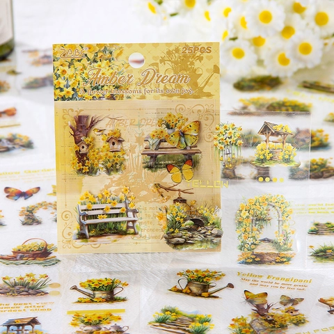 Adesivi in PET Floreali Vintage Impermeabili Serie Fragrant Flower DIY Scrapbooking Decalcomanie Decorative Giardino Botanico Per Agenda