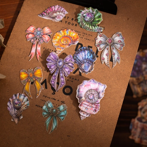 Autocollants Décoratifs pour Scrapbooking Série Vintage Jewel Box pour Journal DIY Carton Rigide Fleurs Papillon Décor Art