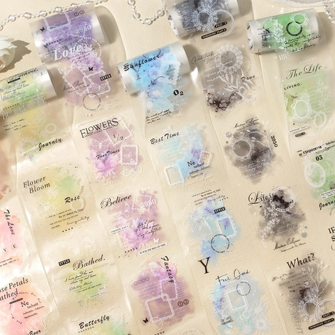 Vintage Literair Matte PET Tape Romantische Als Poëzie Serie Bloemen Vlinder Aquarel Script Dagboek DIY Decoratieve Tape