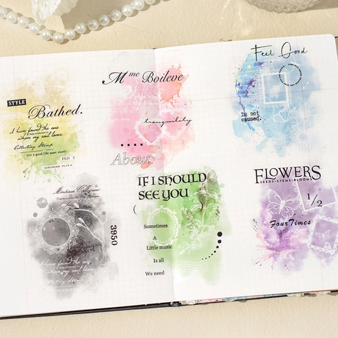 Vintage Literair Matte PET Tape Romantische Als Poëzie Serie Bloemen Vlinder Aquarel Script Dagboek DIY Decoratieve Tape