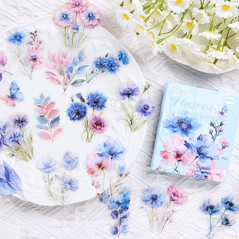 Retro Floral Butterfly PET Stickers Decorative Botanical Scrapbook Supplies For Journal DIY Craft Aesthetic Stationery