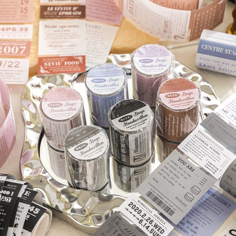 Nastro Decorativo Vintage con Scrittura a Mano Carta Patinata Nastro Washi Fustellato per Journaling Scrapbooking Fai da Te Artigianato