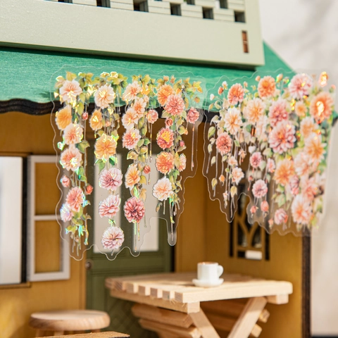 Ensemble d'Autocollants en PET Vintage Romantique Vigne de Fleurs Imperméables Décoratifs pour Scrapbooking Loisirs Créatifs