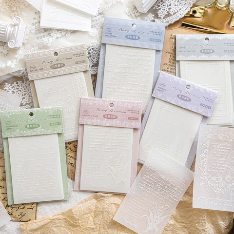 Autocollants en Papier Washi 3D Vintage Série Bardic Psalm Fleurs Papillon Dentelle Matériaux Décoratifs pour Scrapbooking Bricolage Journaling