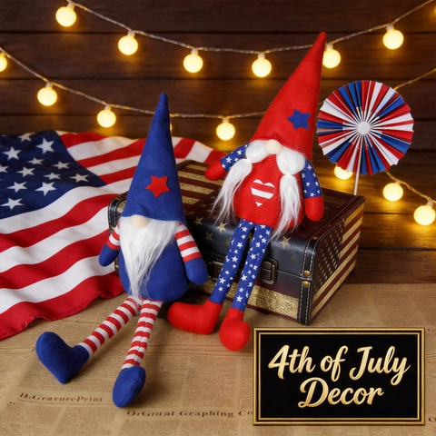 Independence Day Gnome Plush Decoration Red White Blue Stars Stripes Long Legs Faceless Doll Rudolf Patriotic Holiday Decor