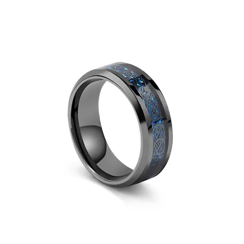 Celtic Dragon Stainless Steel Ring Men Vintage Punk Band Fashion Hip Hop Jewelry Polished Inlay Accessory