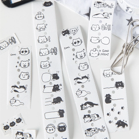 Set di Nastri Washi a Forma di Gatto Cartone Animato Nastro Adesivo Decorativo in Carta per Journaling Scrapbooking Fai da Te
