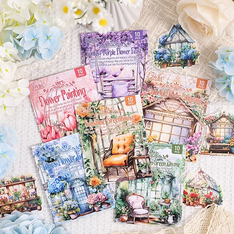 ZABC Watercolor Floral Scrapbooking Stickers Vintage Greenhouse Flower Washi Paper PET DIY Decorative Journal Stickers