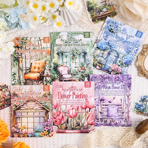 ZABC Watercolor Floral Scrapbooking Stickers Vintage Greenhouse Flower Washi Paper PET DIY Decorative Journal Stickers