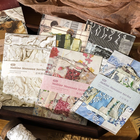 Makino Monsoon Series Papel de Material Vintage Estética Retro Patchwork Papel Decorativo Para DIY Scrapbooking Journaling Artesanía