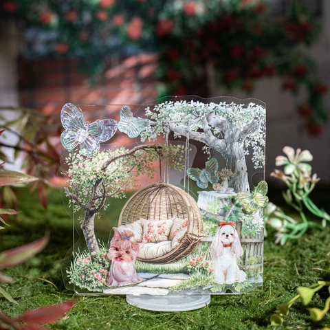 Adesivi in PET Vintage Serie Ombra Degli Alberi Scena Altalena Giardino Scrapbooking Decorazione Materiale Fai da Te Artigianato