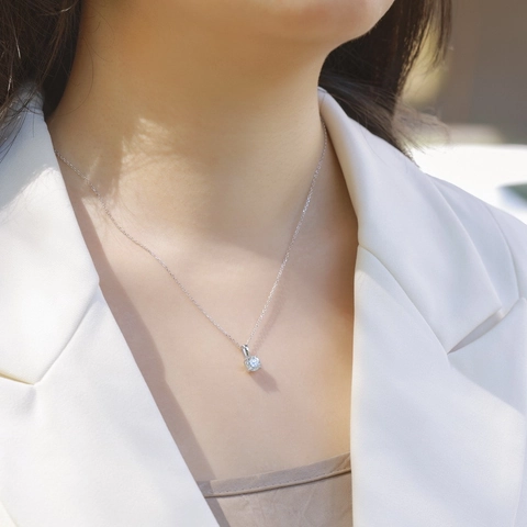 Classic Four Prong Lab Grown Diamond Pendant Necklace 925 Sterling Silver Clavicle Chain Elegant Women Luxury Jewelry Gift
