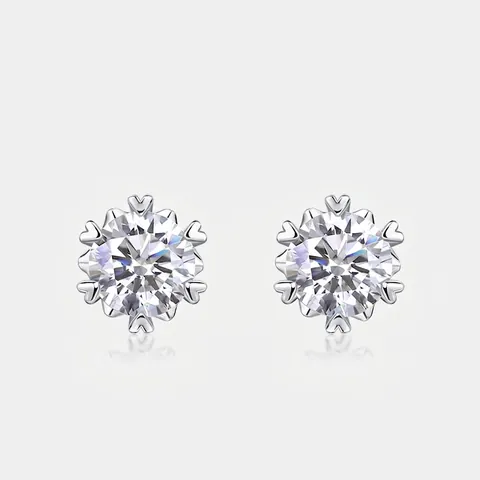 925 Sterlingsilber Zirkonia Ohrstecker Für Damen Herzform Krappenfassung Schneeflocke Design Luxus Ohrringe Schmuck