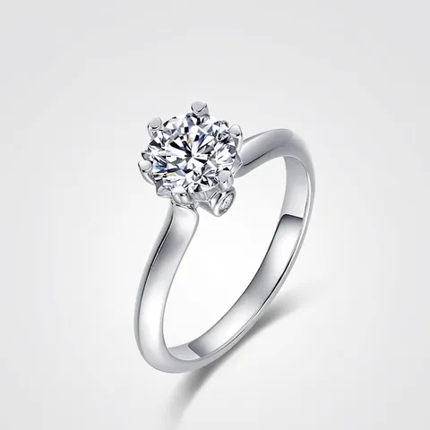 Klassieke Zes-Klauw S925 Sterling Zilveren In het Lab Gekweekte Diamanten Ring Voor Vrouwen Ronde Briljant Geslepen