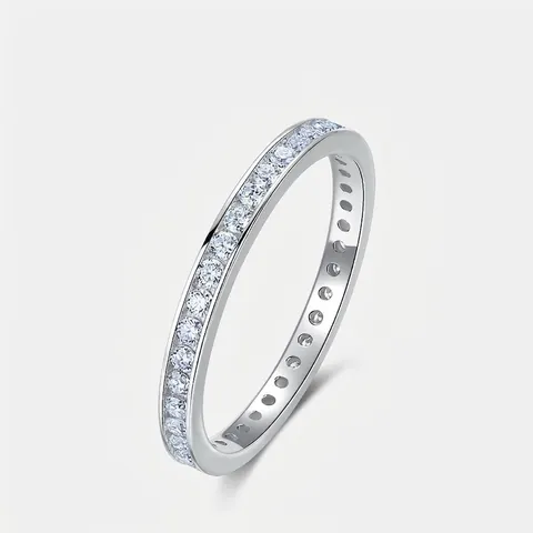 Luxus 925 Sterlingsilber Moissanit Eternity Ring Für Damen Pave Eingelegt Geometrisch Funkelnd Fingerring Feiner Schmuck Hochzeitsgeschenk