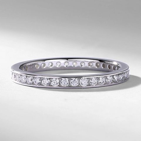 Luxus 925 Sterlingsilber Moissanit Eternity Ring Für Damen Pave Eingelegt Geometrisch Funkelnd Fingerring Feiner Schmuck Hochzeitsgeschenk