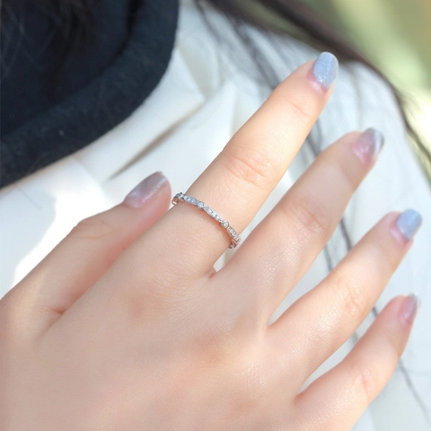 S925 Sterlingsilber Moissanit Eternity Ring Für Damen GRA Zertifiziert Stapelbar Pavé Hochzeit Ring Finger Schmuck
