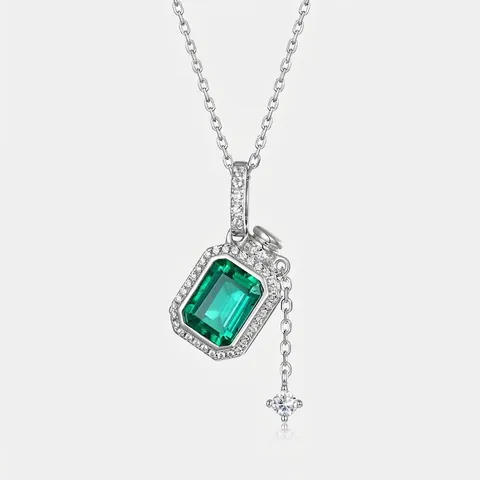 925 Sterling Silver Lab Grown Emerald Magic Bottle Pendant Necklace For Women Inlaid Zirconia Fashion Jewelry Gift