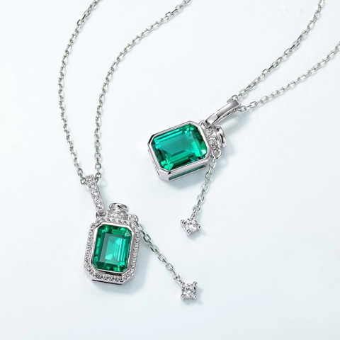 925 Sterling Silver Lab Grown Emerald Magic Bottle Pendant Necklace For Women Inlaid Zirconia Fashion Jewelry Gift