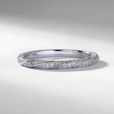 Anello in Argento Sterling S925 Con Moissanite Per Donna Fascia Minimalista a Spirale Ondulata Gioielli di Moda