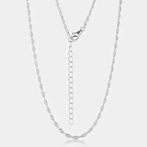Collar de Cadena de Cuerda de Plata de Ley 925 para Mujer Joyería Minimalista Ajustable con Cadena de Ondas de Agua Retorcida Galvanizada