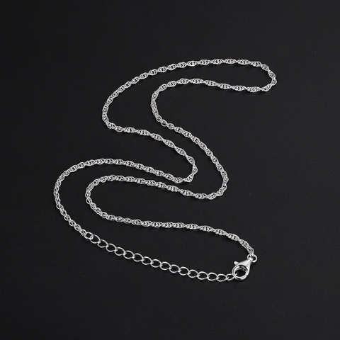 Collar de Cadena de Cuerda de Plata de Ley 925 para Mujer Joyería Minimalista Ajustable con Cadena de Ondas de Agua Retorcida Galvanizada