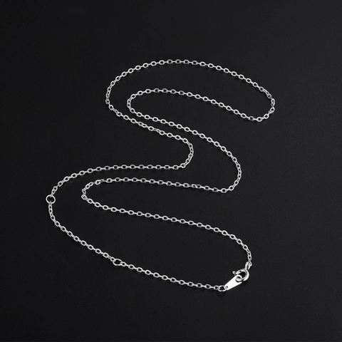 Collier Chaîne O en Argent Sterling 925 Minimaliste Basique Électroplaqué Plaque Platine Accessoire de Bijouterie Femme