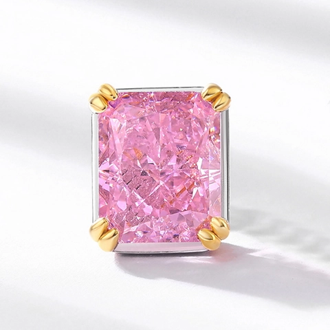 Orecchini a Lobo in Argento Sterling 925 con Zirconia Rosa Taglio Radiant per Donna Bicolore Oro Argento Placcato Eleganti Gioielli alla Moda