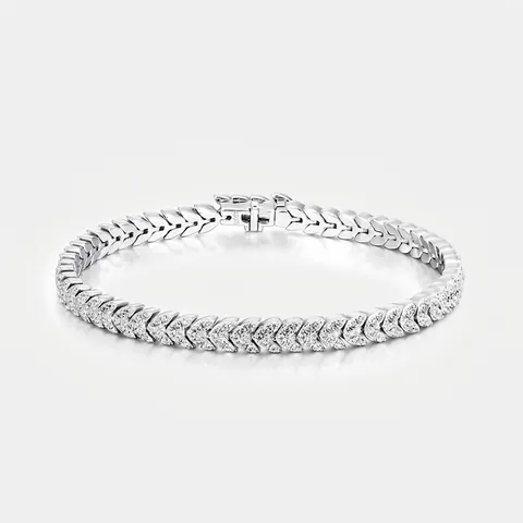 Bracelet à Maillons en Forme de V en Argent Sterling 925 Hip Hop pour Hommes Femmes Zirconia Givré Bijoux Punk Streetwear Cadeau