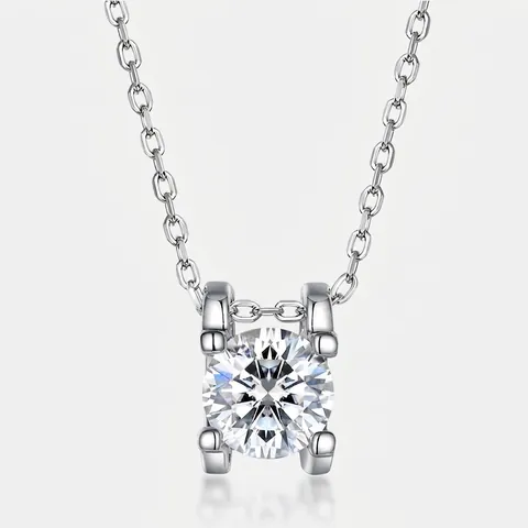 S925 Sterling Silver Moissanite Necklace Round 1ct Bull Head Pendant With GRA Certificate For Women Valentine's Day Gift