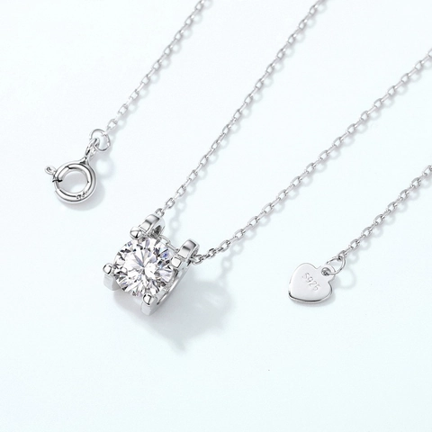 S925 Sterling Silver Moissanite Necklace Round 1ct Bull Head Pendant With GRA Certificate For Women Valentine's Day Gift