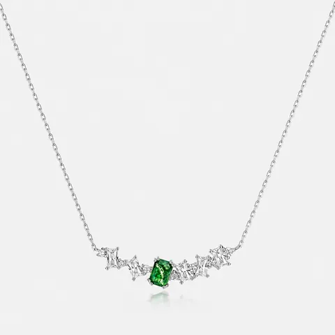 925 Sterling Silver Moss Agate Pendant Necklace For Women Vintage Electroplated Water Grass Agate Rhinestone Inlaid Jewelry