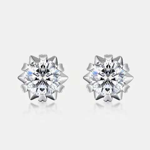 925 Sterling Silver Moissanite Stud Earrings Snowflake Shape Round Brilliant Cut With GRA Certificate For Women Jewelry Gift