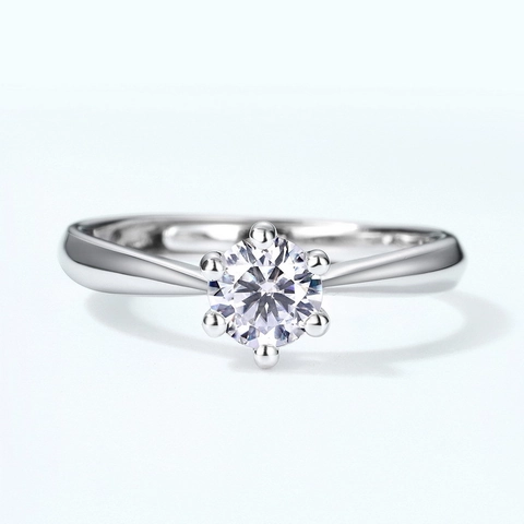 Klassischer 6-Krappen Moissanit Ring 925 Sterlingsilber Verstellbares Band Funkelnder Rundbrillant Schliff Verlobungsring Hochzeit Ring Für Damen