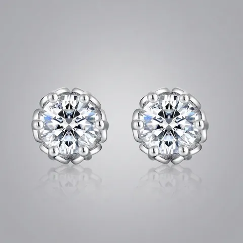 Orecchini a Bottone in Argento Sterling S925 Con Moissanite per Donna Sei Griffe Fiocco di Neve Gioielli Con Certificato GRA