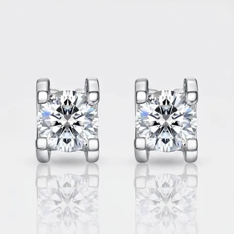 925 Sterling Silver Moissanite Stud Earrings For Women Four-Claw Round Cut With GRA Certificate White Gold Plated Jewelry