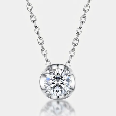 Collana Con Pendente in Moissanite a Taglio Rotondo in Argento Sterling 925 per Donna Con Certificato GRA Gioielli Placcati in Oro Bianco