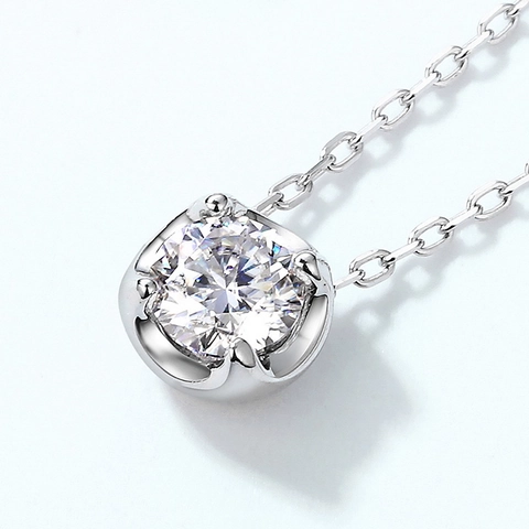 Collana Con Pendente in Moissanite a Taglio Rotondo in Argento Sterling 925 per Donna Con Certificato GRA Gioielli Placcati in Oro Bianco