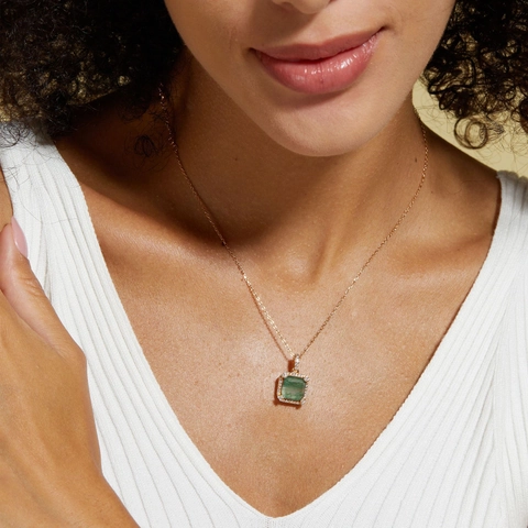 Natuurlijke Mosagaat Vierkante Hanger 925 Sterling Zilver Zirconia Ingelegd Vintage Ketting Alleen Hanger Zonder Ketting Dames