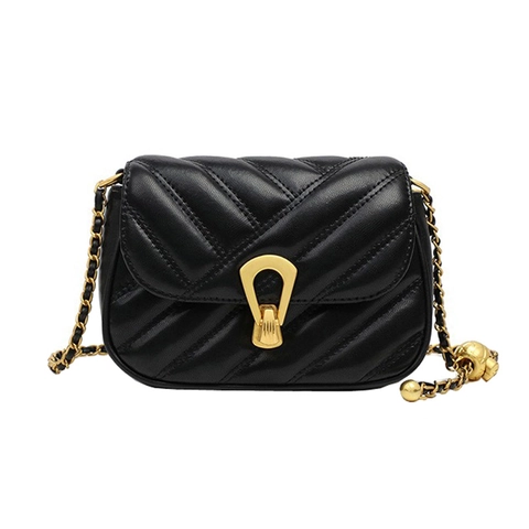 Dames Gewatteerd Chevron Ketting Schoudertas Synthetisch Leer Kleine Vierkante Crossbody Tas Gouden Hardware Elegante Handtas