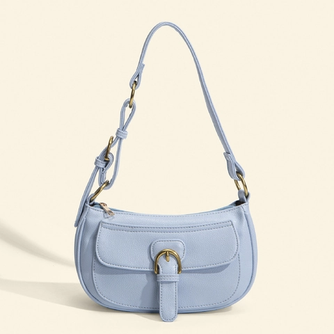 Women Retro PU Leather Underarm Bag Litchi Grain Solid Color Shoulder Bag Chic Vintage Handbag For Daily Dating Ladies