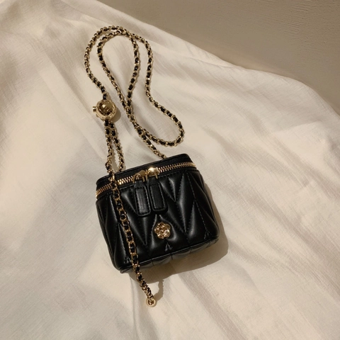 Gevoerde Camellia Bloem Mini Box Tas Voor Vrouwen Elegante Ketting Crossbody Schoudertas PU Leer Kleine Vierkante Vanity Case